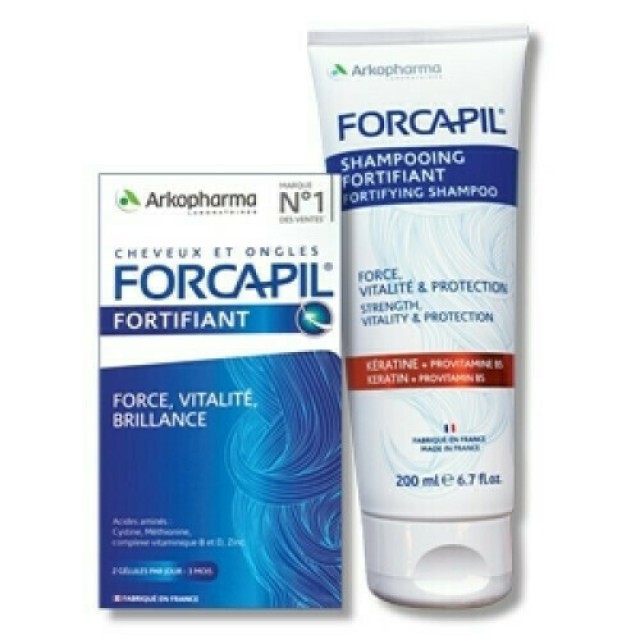 Arkopharma PROMO Forcapil Συμπλήρωμα Διατροφής Κατά της Τριχόπτωσης 60 Κάψουλες - Fortifying Shampoo Σαμπουάν για Θρέψη με Κερατίνη και Προβιταμίνη Β5 200ml -50% στο Δεύτερο Προϊόν