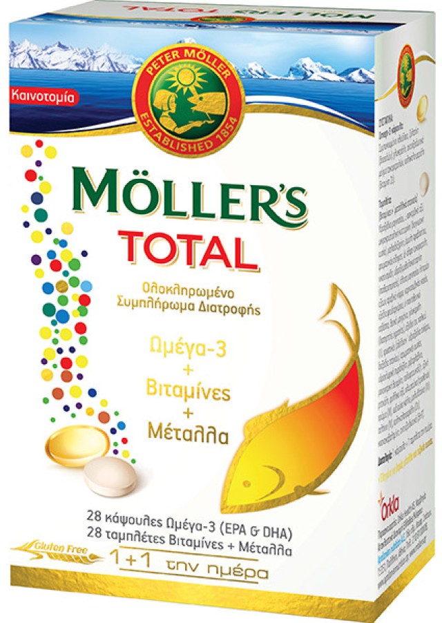 Mollers Total Ιχθυέλαιο + Μουρουνέλαιο Omega 3 28 Κάψουλες + 28 Ταμπλέτες