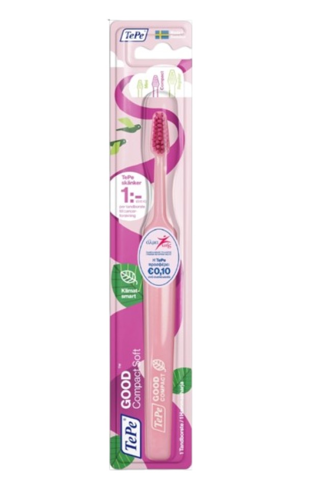 TePe Good Compact Soft Οδοντόβουρτσα Μαλακή Ροζ Άλμα Ζωής 1 Τεμάχιο
