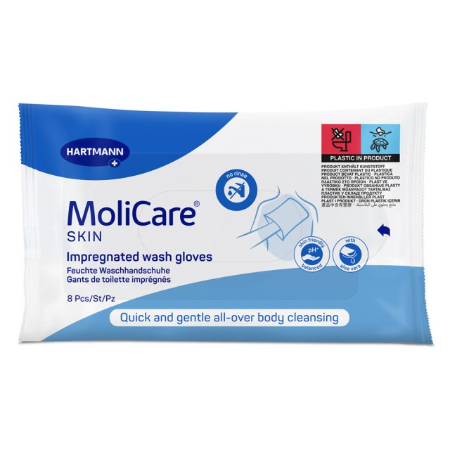 Hartmann Molicare Skin Γάντια Καθαρισμού / Έτοιμο Μπάνιο για Κλινήρεις Ασθενείς 8 Τεμάχια