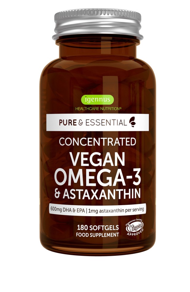 iGennus Vegan Omega 3 DHA EPA 600mg & Astaxanthin Pure & Essential 180 …