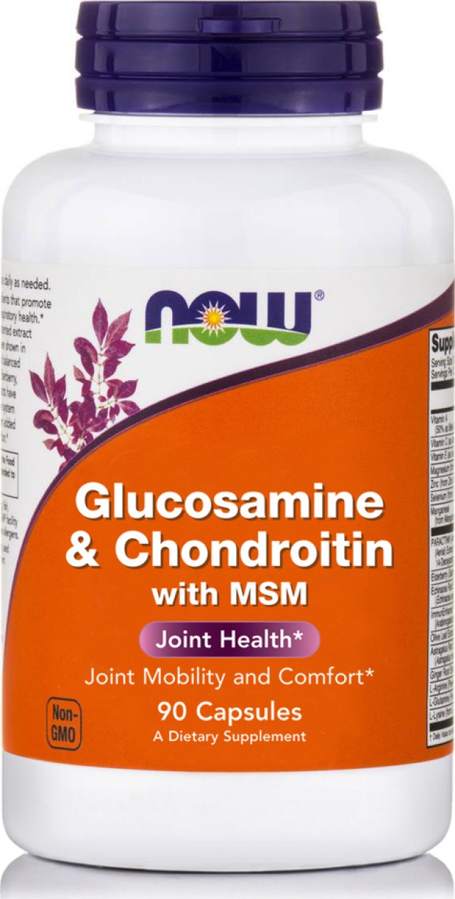 Now Foods Glucosamine & Chondroitin with MSM 1500/1200mg Συμπλήρωμα Διατροφής Για Την Ενίσχυση Των Οστών 90 Κάψουλες