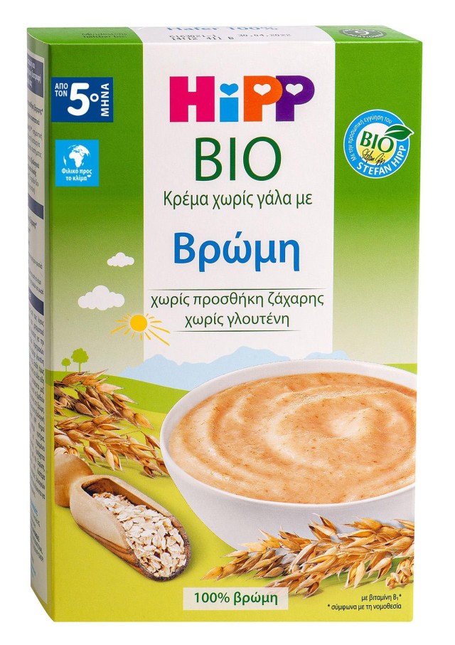 Hipp BIO Κρέμα Χωρίς Γάλα με Βρώμη από τον 5ο Μήνα 200gr