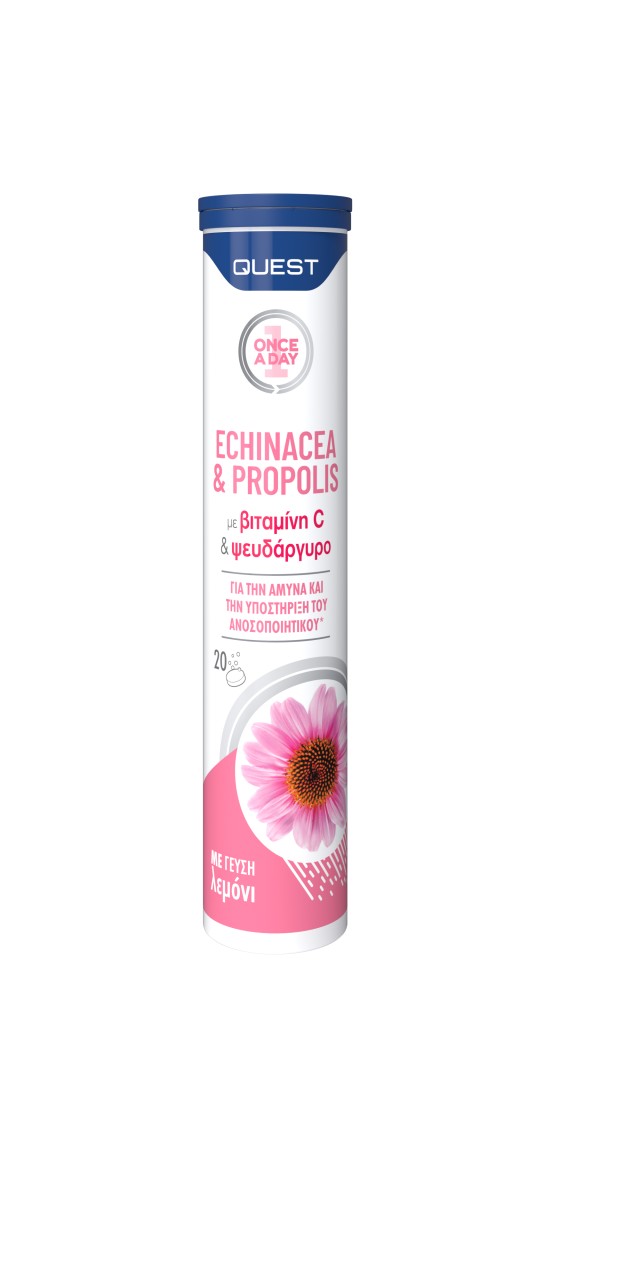 Quest Echinacea & Propolis με Vitamin C & Zinc Συμπλήρωμα Διατροφής για το Ανοσοποιητικό με Γεύση Λεμόνι 20 Αναβράζοντα Δισκία