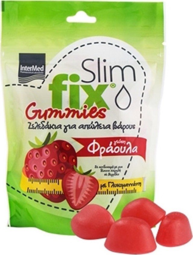 Intermed SET Slim Fix Gummies 500mg Ζελεδάκια για Απώλεια Βάρους με Γλυκομαννάνη και Γεύση Φράουλα 2x42 Τεμάχια