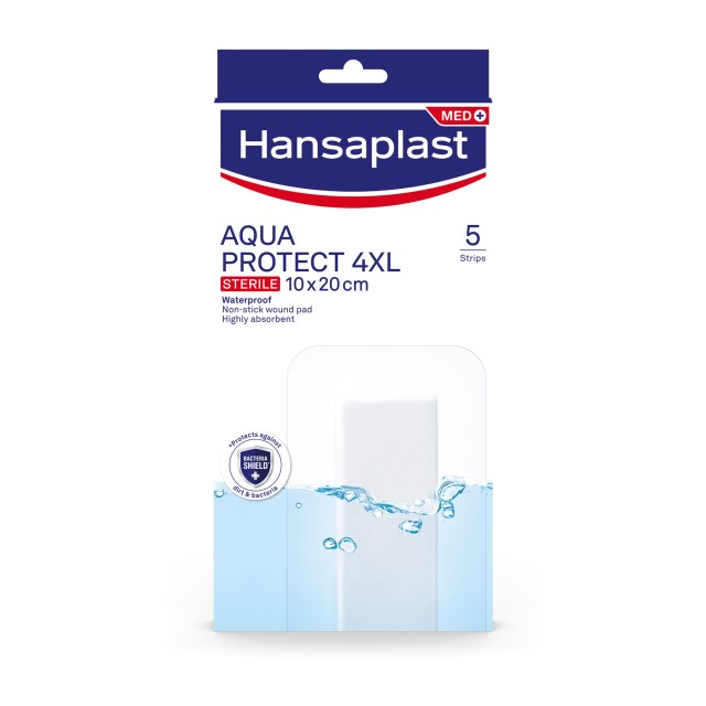 Hansaplast Aqua Protect MED 4XL Αποστειρωμένα Αυτοκόλλητα Επιθέματα 5 Τεμάχια [10x20cm]