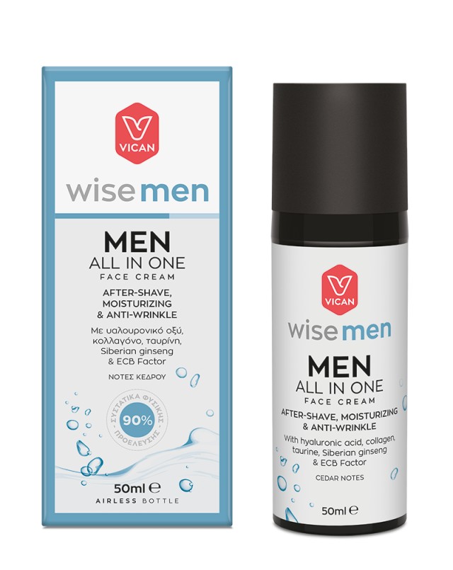 Vican Wise Men All In One After Shave - All Day Face Cream Ανδρική Κρέμα Προσώπου Για Μετά Το Ξύρισμα 50ml