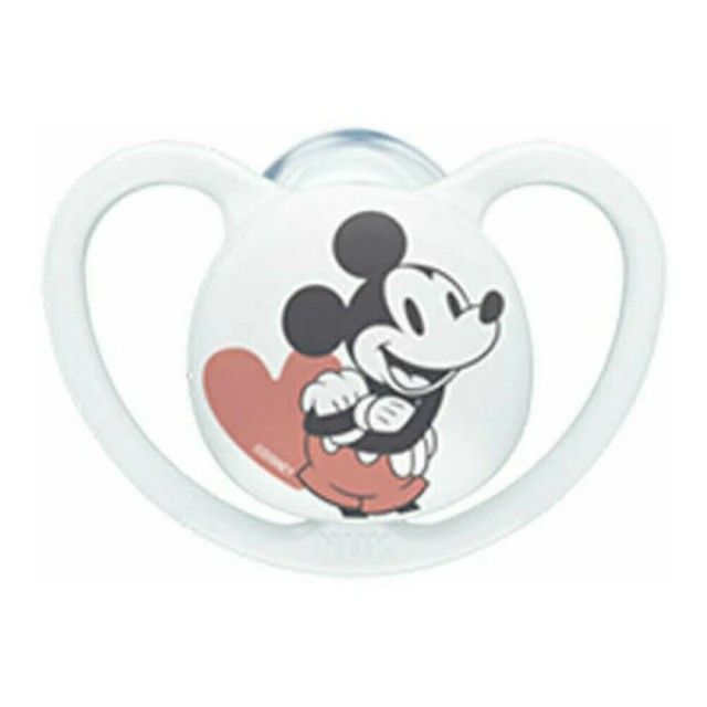 Nuk Space Mickey & Minnie Ορθοδοντική Πιπίλα Σιλικόνης για 18-36m+ με Θήκη Χρώμα Λευκό [10.739.747]
