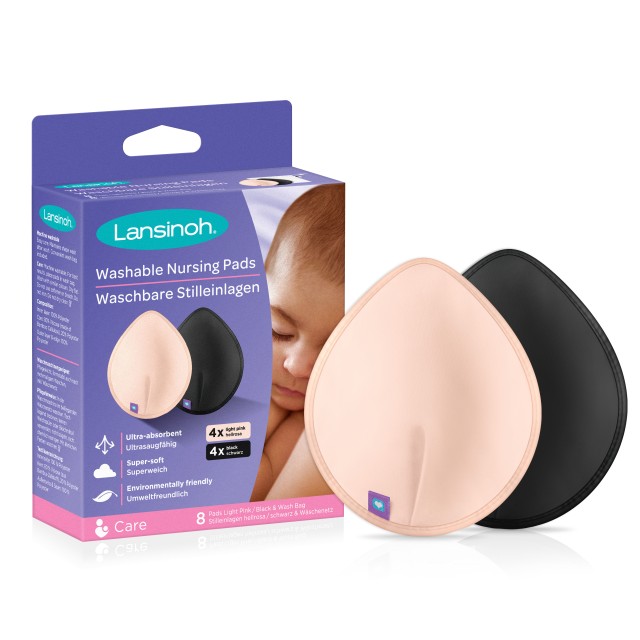 Lansinoh Washable Pads Πλενόμενα Επιθέματα Στήθους 4 Τεμάχια Ροζ και 4 …