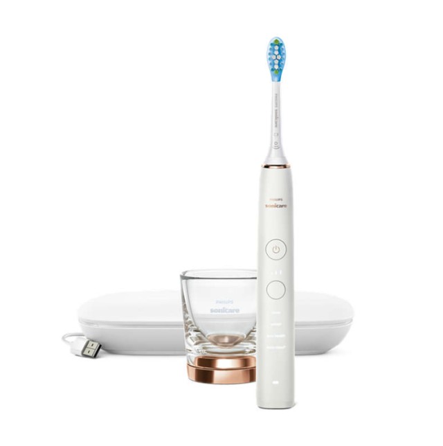 Philips Diamond Clean 9000 Toothbrush White Ηλεκτρική Οδοντόβουρτσα με Χρονομετρητή & Αισθητήρα Πίεσης Ροζ Χρυσό [HX9911/11] 1 Τεμάχιο