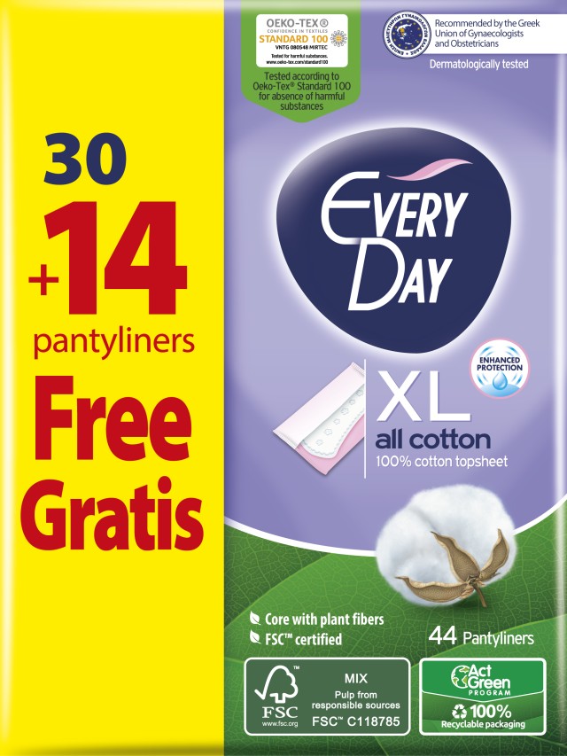 EveryDay Μακριά Σερβιετάκια All Cotton Extra Long 30 + 14 ΔΩΡΟ