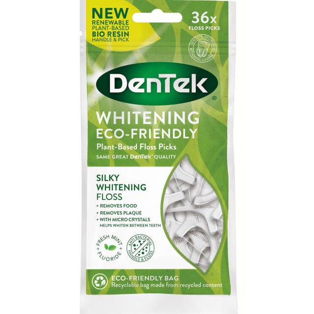 Dentek Eco Friendly Silky Whitening Floss Picks Οδοντογλυφίδα & Μεσοδό …
