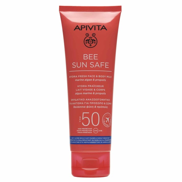 Apivita Bee Sun Safe Hydra Fresh Face Body Milk SPF50 Ενυδατικό Αναζωογονητικό Γαλάκτωμα για Πρόσωπο - Σώμα Ελαφριάς Υφής 100ml (Travel Size)
