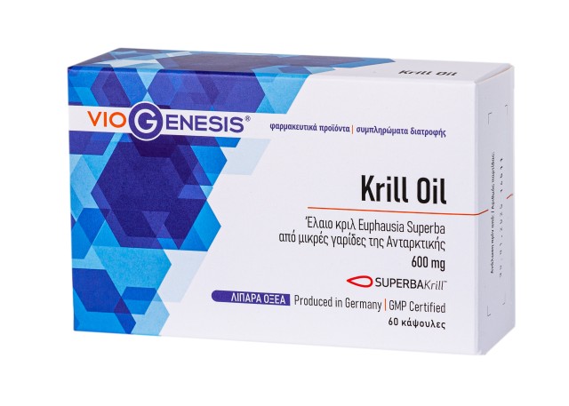 VioGenesis Krill Oil 600mg Συμπλήρωμα Διατροφής για την Καλή Λειτουργία του Ανοσοποιητικού και Καρδιοαγγειακού Συστήματος 60 Μαλακές Κάψουλες
