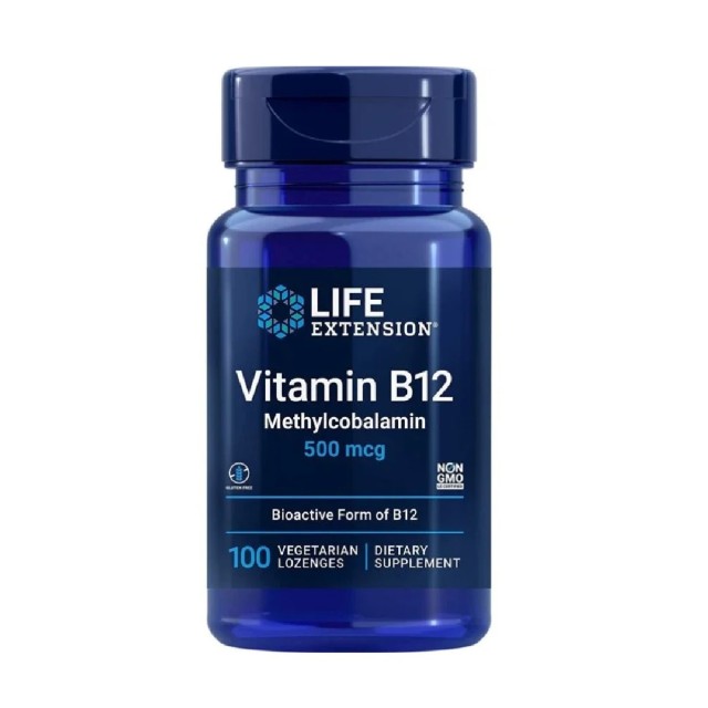 Life Extension Vitamin B12 Methylcobalamin 500mcg Συμπλήρωμα με B12 100 Φυτικές Παστίλιες