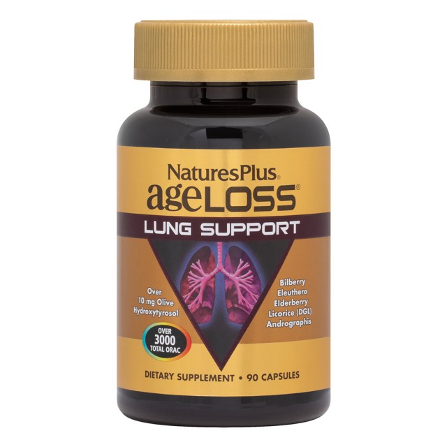 Nature's Plus Ageloss Lung Support Ενισχύει την Αναπνοή & την Κυκλοφορία του Οξυγόνου 90 Κάψουλες