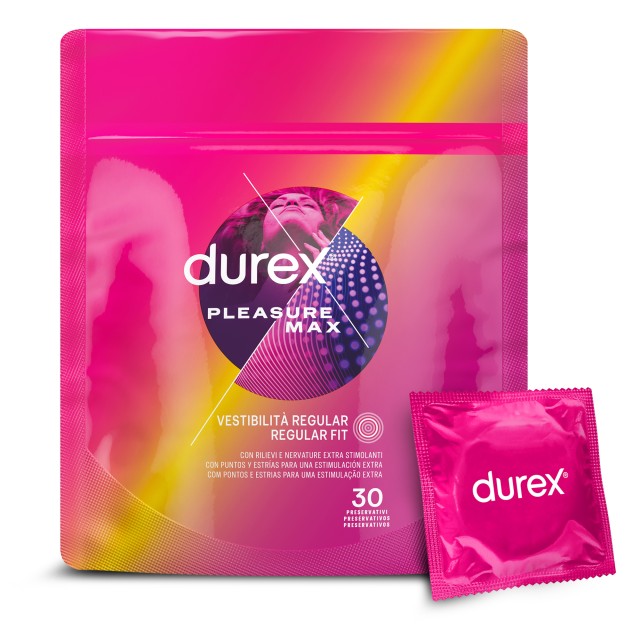 Durex Προφυλακτικά με Κουκίδες & Ραβδώσεις Pleasuremax Κανονική Εφαρμογή 30 Τεμάχια