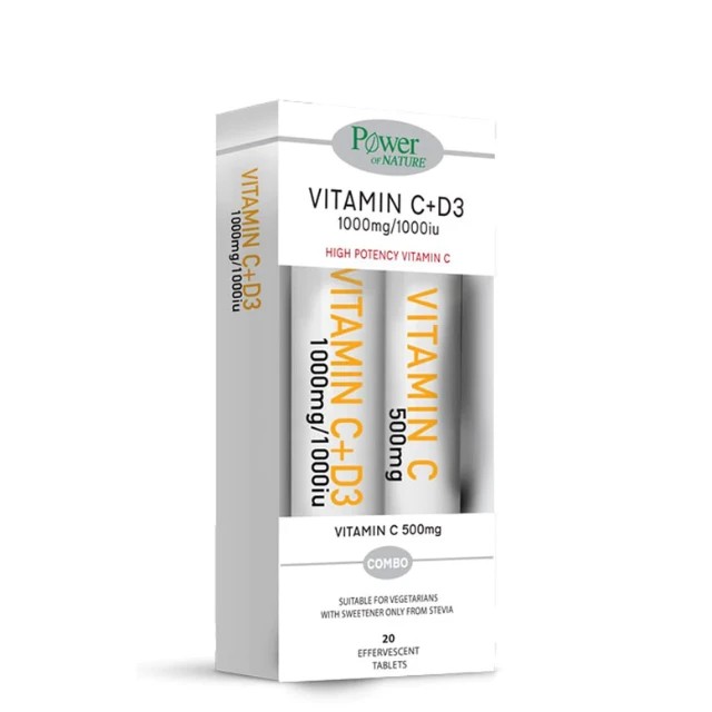 Power of Nature PROMO Vitamin C 1000mg + D3 1000iu με Γεύση Τζίντζερ-Λ …
