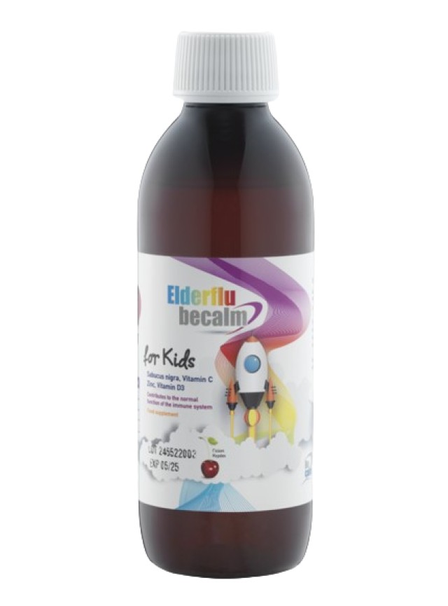 Be Calm Elderflu Kids Cherry Παιδικό Σιρόπι Κατά της Γρίπης & του Κρυολογήματος με Γεύση Κεράσι 250ml