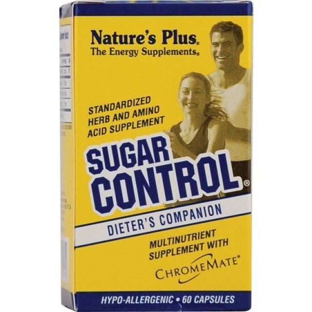 Natures Plus Sugar Control Συμπλήρωμα Διατροφής για την Καταπολέμηση της Βουλιμίας 60 Φυτικές Κάψουλες