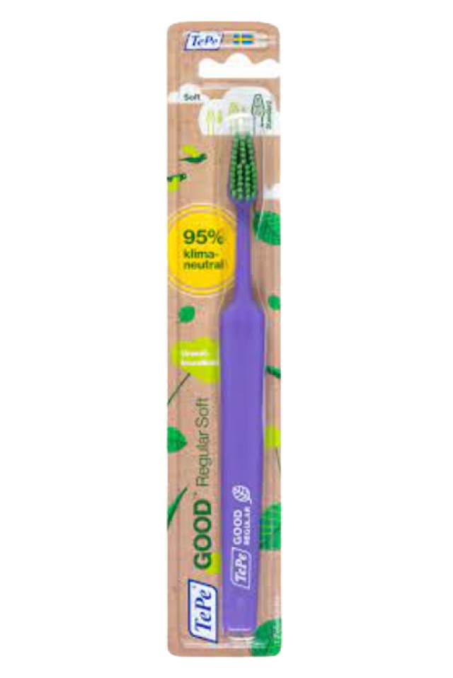 TePe Good Compact Soft Οδοντόβουρτσα Μαλακή Μωβ με Πράσινες Ίνες 1 Τεμάχιο