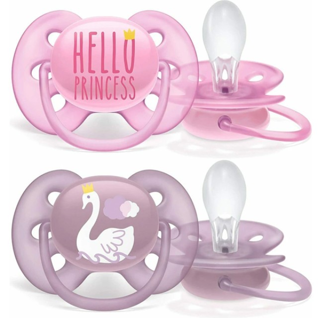 Philips Avent Ultra Soft Hello Princess 6-18m+ Πιπίλα Σιλικόνης για Κο …