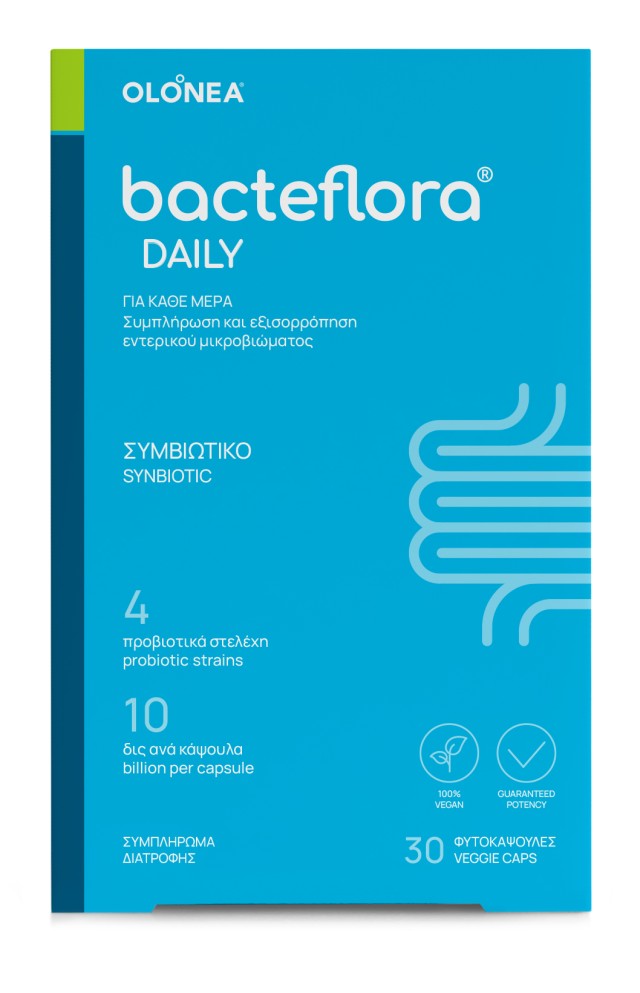 Olonea BacteFlora Daily Συμπλήρωμα Διατροφής για την Εξισορρόπηση του Εντερικού Μικροβιώματος για Κάθε Μέρα 30 Φυτικές Κάψουλες
