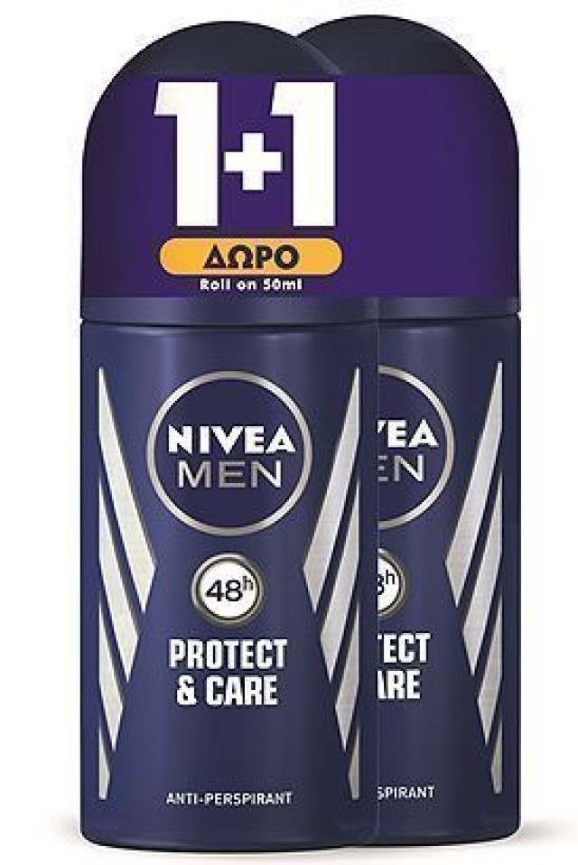 Nivea Men PROMO Protect & Care Ανδρικό Αποσμητικό Roll-on 48ωρης Προστασίας 2x50ml 1+1 ΔΩΡΟ