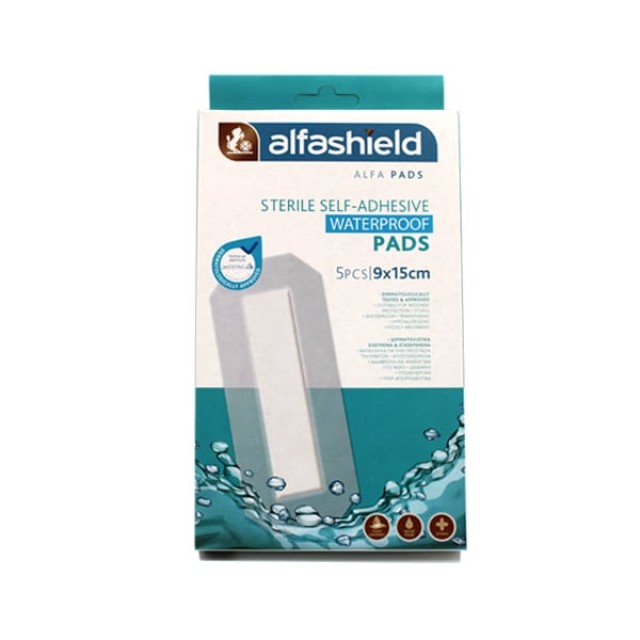 Alfashield Sterile Self - Adhesive Pads Waterproof 9x15cm Αδιάβροχα & Αποστειρωμένα Αυτοκόλλητα Επιθέματα 5 Τεμάχια