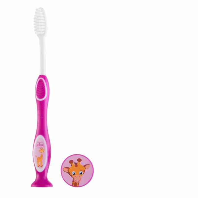 Chicco Toothbrush Παιδική Οδοντόβουρτσα Μαλακή Μωβ Καμηλοπάρδαλη για 3-6 Ετών με Θήκη 1 Τεμάχιο