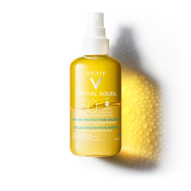 Vichy Capital Soleil Solar Protective Water Spray With Hyaluronic Acid SPF50 Moisturizing Sun Protection Water with Hyaluronic Acid Face - Body 200ml