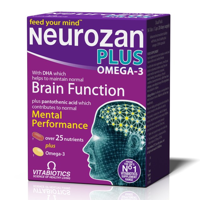 Vitabiotics Neurozan Plus Omega 3 Brain Function Συμπλήρωμα Διατροφής που Ενισχύει την Εγκεφαλική Λειτουργία 28 Ταμπλέτες και 28 Κάψουλες