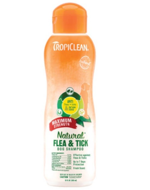 TropiClean Natural Flea & Tick Dog Shampoo Maximum Strength Αντιπαρασιτικό Σαμπουάν για Σκύλους Ισχυρή Φόρμουλα 355ml