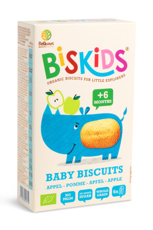 Belkorn BisKids Χυμό Μήλου Βιολογικά Μπισκότα Ολικής Άλεσης για Βρέφη …