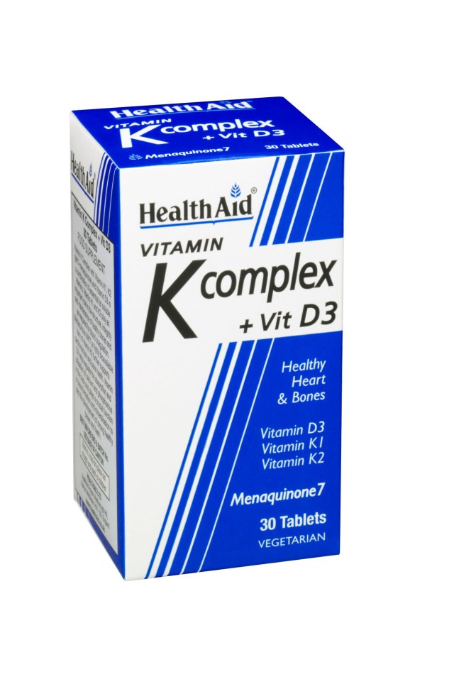 Health Aid Vitamin K Complex + Vit. D3 Συμπλήρωμα Διατροφής με Σύμπλεγμα Βιταμινών για Υγιή Οστά & Καρδιά 30 Ταμπλέτες