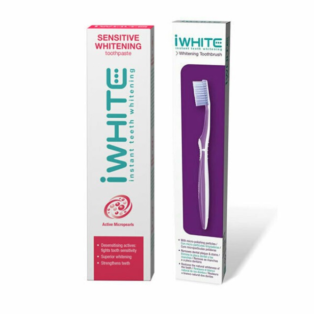 iWhite PROMO Sensitive Whitening Toothpaste Λευκαντική Οδοντόκρεμα 75ml - ΔΩΡΟ Instant Whitening Toothbrush Οδοντόβουρτσα Τυχαία Επιλογή Χρώματος 1 Τεμάχιο