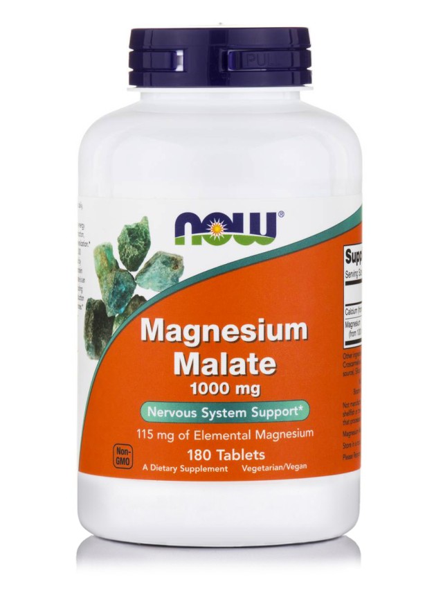 Now Foods Magnesium Malate 1000mg Συμπλήρωμα Διατροφής Μαγνησίου 180 Κάψουλες
