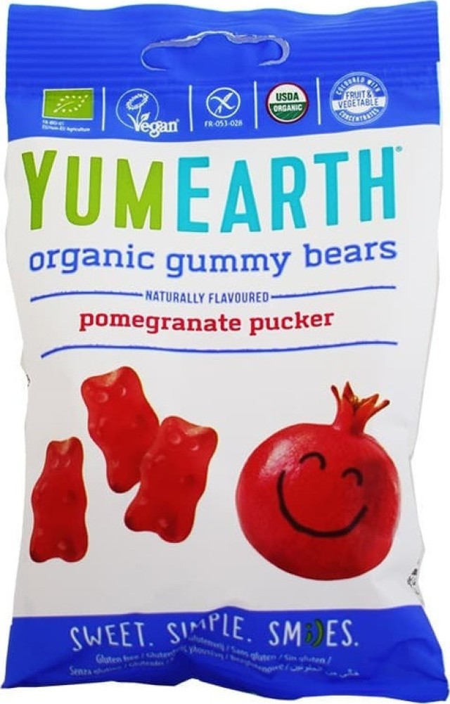 YumEarth Organic Gummy Bears Pomegranate Βιολογικά Ζελεδάκια από Ρόδι 50gr