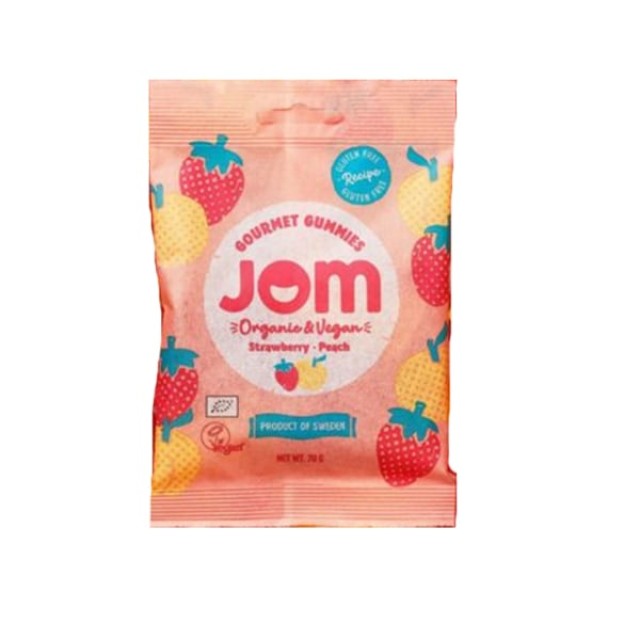 Jom Gourmet Gummies Strawberry & Peach Καραμέλες 70gr