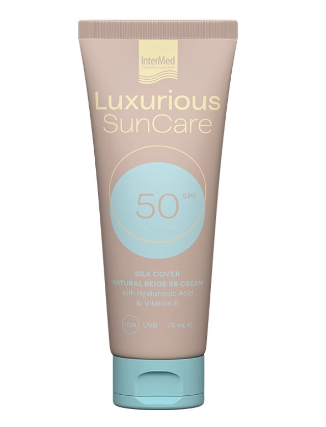 Intermed Luxurious Sun Care Silk Cover Natural Beige SPF50 BB Cream Αντηλιακή Κρέμα Προσώπου με Χρώμα 75ml