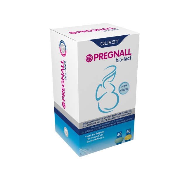 Quest Pregnal Bio Lact Συμπλήρωμα Διατροφής Κατά την Διάρκεια της Εγκυμοσύνης & του Θηλασμού 30 Κάψουλες - 60 Ταμπλέτες