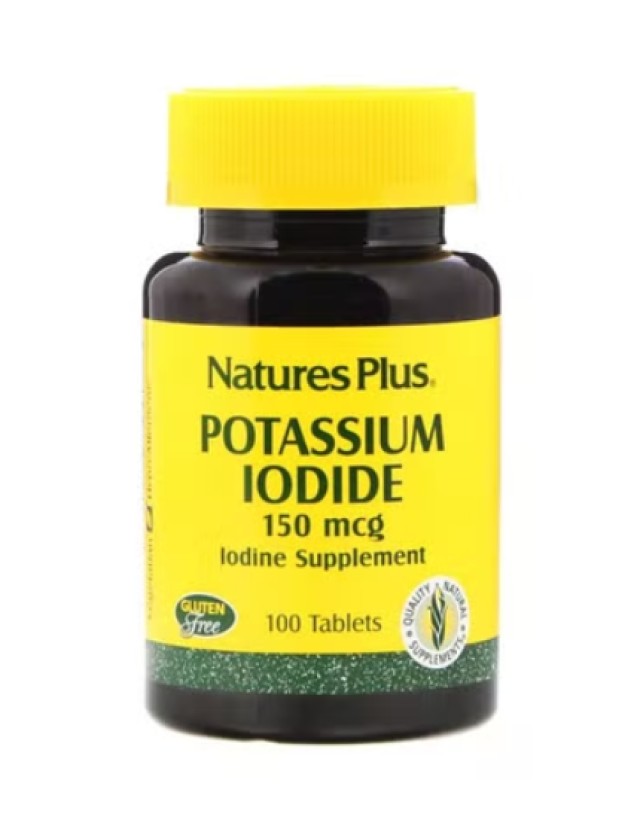 Natures Plus Potassium Iodide 150mcg Συμπλήρωμα Διατροφής για την Καλή Λειτουργία του Θυροειδή Αδένα 100 Ταμπλέτες