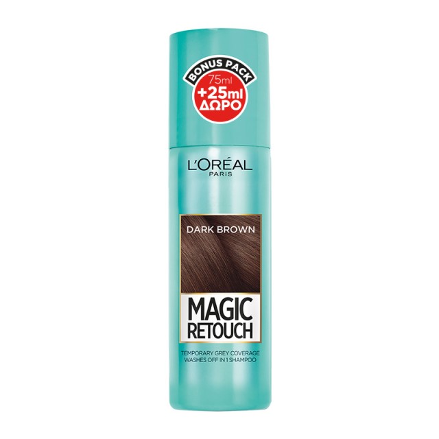 LOreal Paris Magic Retouch Dark Brown 2 Spray Κάλυψης Σκούρο Καστανό 75ml + 25% Δωρεάν Προϊόν