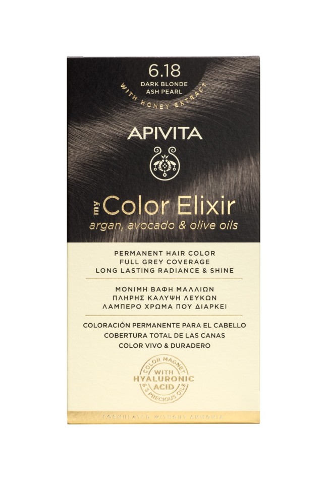 Apivita My Color Elixir No6.18 Ξανθό Σκούρο - Σαντρέ Περλέ Κρέμα Βαφή Σε Σωληνάριο 50ml - Ενεργοποιητής Χρώματος 75ml