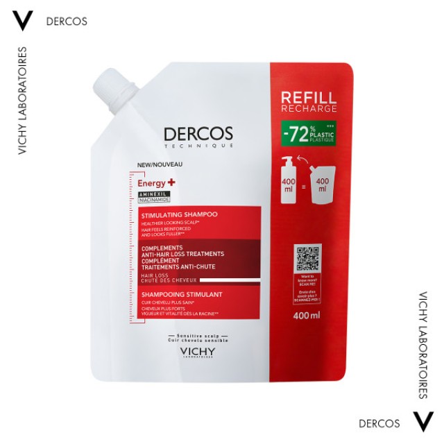 Vichy Dercos Energy+ Δυναμωτικό Σαμπουάν Κατά της Τριχόπτωσης, με Aminexil & Νιασιναμίδη Refill 400ml Vichy Dercos Energy+ Δυναμωτικό Σαμπουάν Κατά της Τριχόπτωσης, με Amin …