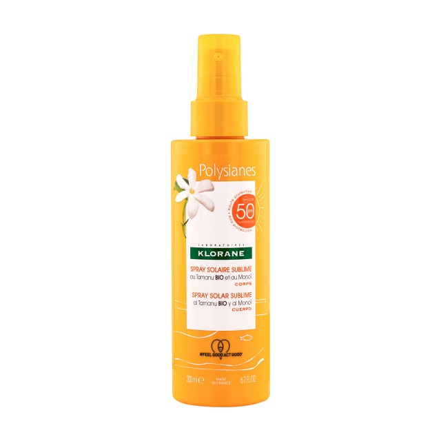 Klorane Polysianes Αντηλιακό Spray Σώματος SPF50 με Βιολογικό Tamanu & …