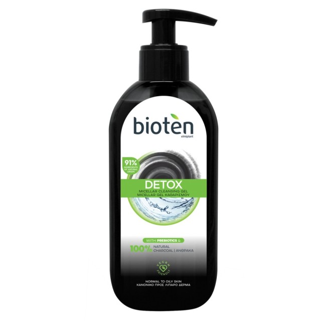Bioten Detox Micellar Cleansing Charcoal Gel Καθαρισμού Προσώπου για Κ …