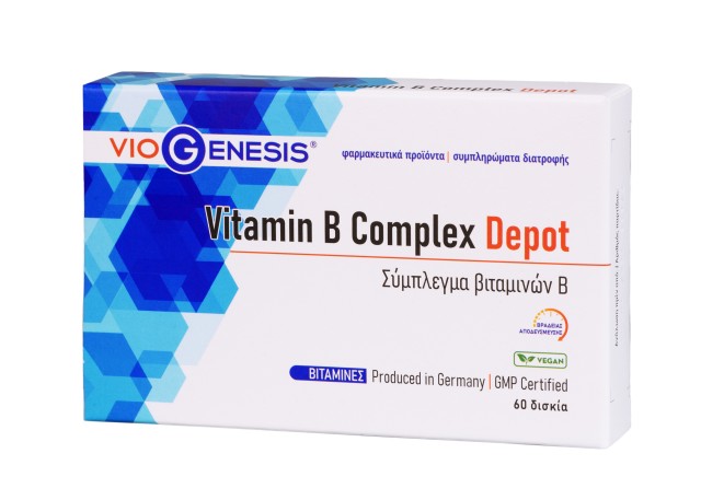 VioGenesis Vitamin B Complex Depot Συμπλήρωμα Διατροφής με Σύμπλεγμα Βιταμινών B 60 Δισκία