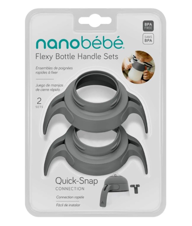 Nanobebe Σετ Λαβές για Μπιμπερό Flexy Γκρι 2 Τεμάχια