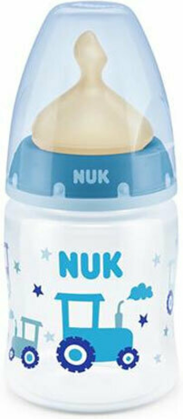 Nuk First Choice+ Temperature Control Πλαστικό Μπιμπερό για 0-6m+ με Θηλή Latex για Αγόρι Χρώματος Μπλε 150ml [10.743.887]